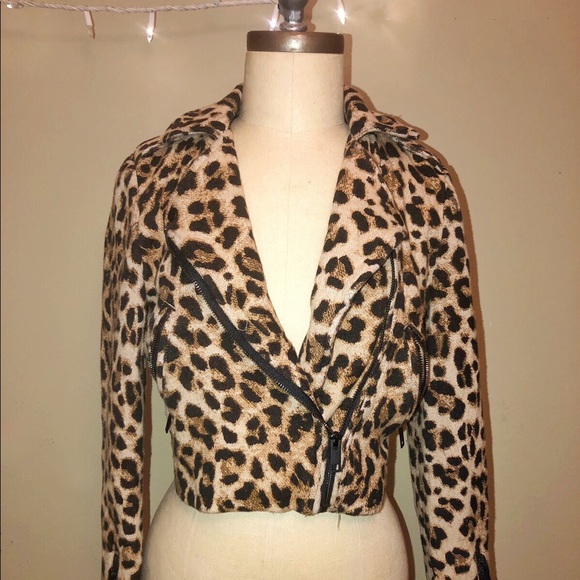 H&M Jackets & Blazers - Leopard Print Moto Jacket